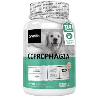 Image of Coprophagia Deterrent for Dogs 120 Chicken flavour Dog Stool Repellent Tablets with Probiotic &amp; Prebiotic Helps Stop Puppy Eating Poop, Supports Digestion Freshens Breath Freshener