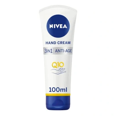 Image of NIVEA 3in1 Q10 Anti Age Care Hand Cream (100ml), Moisturising Reduces the Appearance of Wrinkles with and UV Filters, for 24 Hour Moisture