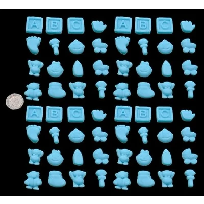 Image of 60 x edible 3D Baby Shower toppers, icing cake cupcakes decorations (Baby Blue)