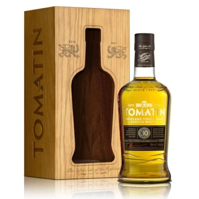 Image of Tomatin 30 Year Old Single Malt Whisky. Highland Scotch Whisky Matured in Traditional Oak and Bourbon Casks. 46.8% Alcohol/Vol 70cl Glass Bottle Gift Box, Whiskey Sets for Men, Scottish Gifts