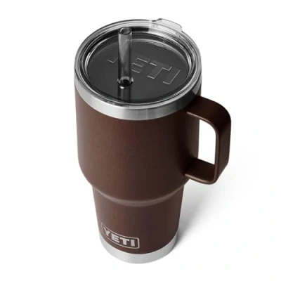 Image of YETI Rambler Straw Mug, Stainless Steel Vacuum Insulated Mug with Stronghold Lid, Wetlands Brown, 35 oz (1035 ml)