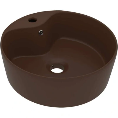 Image of vidaXL Luxury Wash Basin with Overflow Matt Dark Brown 36x13 cm Ceramic