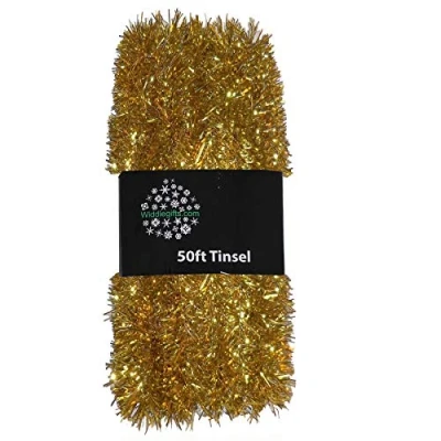 Image of Widdle Wonderland Christmas Tree 50ft x 3cm Tinsel GREAT VALUE Gold 7132
