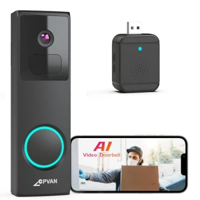 Image of CPVAN Video Doorbell Wireless with Chime 1080P FHD Battery Smart Camera AI PIR Motion Detection Night Vision, Siren Alarm, 2 Way Audio, SD &amp; Cloud (2nd Generation)