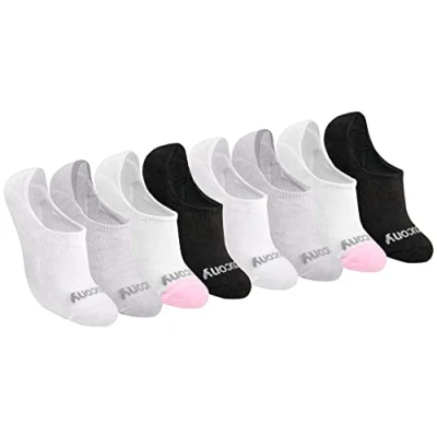 Image of Saucony Women&#039;s No Show Cushioned Invisible Liner Socks, Available in S l (8, 16, Wardrobe (8 Pairs), Small (Pack of 16)