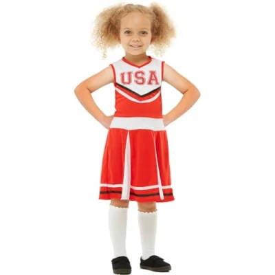 Image of Funidelia Cheerleader costume for girl Cheerleader, American Football, High School Costumes kids, accessory fancy dress &amp; props Halloween, carnival parties 7 9 years Red