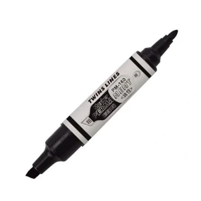 Image of Permanent Marker Pens Thick Bold Double Ended Twin Tip Bullet and Chisel x 5 Black