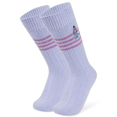 Image of Disney Stitch Bed Socks for Women Teenagers Warm Baby Yoda Slipper Non Slip One Size Gifts (Lilac Eeyore)