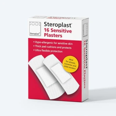Image of Steroplast Sensitive Plasters 16 Per Box Two Sizes for Most Cuts &amp; Grazes Ultra Flexible Ideal Skin