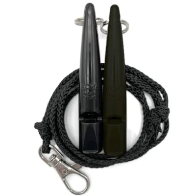 Image of ACME Dog Whistle No. 211.5 with Band Double Pack 2 Whistles Including Bands Ideal for Recall Loud and Far reaching (Black + Khaki Green)