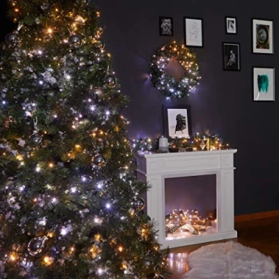 Image of Twinkly Strings 250 White LED, LED Light String for Outdoor and Indoor, Christmas Lights from Warm to Cool, Mappable LEDs, Compatible with Alexa, Google Home, IP44, App Control, Black Wire, 20m