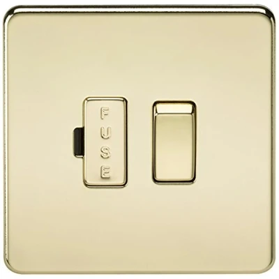 Image of KnightsBridge 13A Screwless Polished Brass Switched Fused Spur Connector Unit