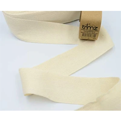 Image of Trimz 100% Cotton Herringbone Tape, Natural, 40mm x 10m