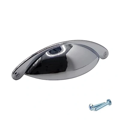 Image of M4TEC Cup Kitchen Cabinet Door Handles Cupboards Drawers Bedroom Furniture Pull Handle Polished Chrome. VD9 Series: 64 mm