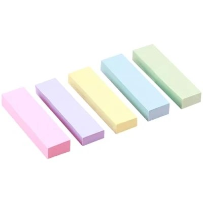 Image of WOLMIK 500 Pastel Sticky Notes (78x22mm) Colourful Removable Adhesive Memo Pads in Blue, Pink, Green, Yellow, Purple Set of 5 (100 Sheets Each) Office, Home &amp; School Use