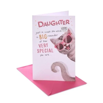 Image of UK Greetings Birthday Card for Daughter Fold Out Cat Design