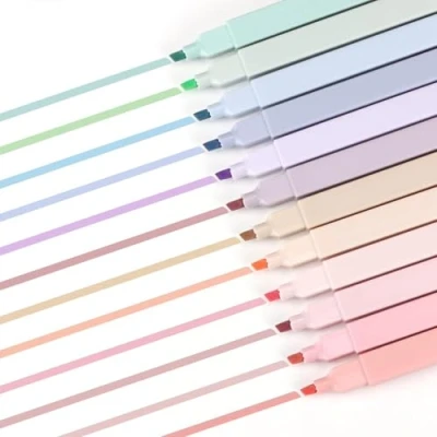 Image of EooUooIP Aesthetic Highlighters Pens,12 Colors Broad and Fine Tips Highlighter Set,Double Pastel Pens,Assorted for Journal