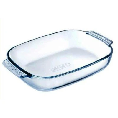 Image of Small Size Rectangular Shape Pyrex Glass Easy Grip Roaster 35cm x 23cm