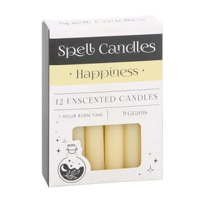 Image of Set of 12 Yellow Spell Candles Ritual for Happiness, Positivity, and Herbal Magick Something Different Candle Magic Supplies