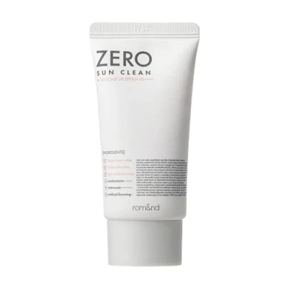 Image of rom&amp;nd ZERO SUN CLEAN 2 Types ㅣSPF 50+ PA++++ SunscreenㅣNon Greasy, No White Cast, Soft Finish, Powerful UV Protection, Moisturizingㅣ50ml 1.69oz (02 Tone Up)