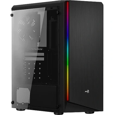 Image of Aerocool Rift Computer Case with Acrylic Side Panel, RGB LED on Front 13 Lighting Modes, 12 cm Rear Fan, USB 3.0 Black