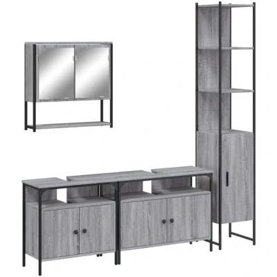 Image of vidaXL 4 Piece Bathroom Furniture Set Grey Sonoma Engineered Wood