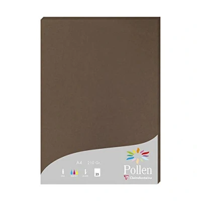 Image of Clairefontaine Ref 24292C Pollen Coloured Paper (Pack of 25 Sheets) A4 (210 x 297mm), 210gsm Paper, Inkjet &amp; Laser Printer Compatible, Acid Free Brown