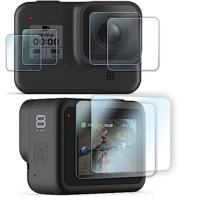 Image of FiTSTILL Screen Protector[6 PCS] for GoPro Hero 7(Only Black)/Hero HD(2018)/Hero 5/Hero 6, Ultra Clear Tempered Glass Protector + Lens Cap Cover Accessories