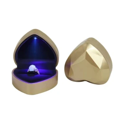 Image of anso LED Light Up Jewelry Box Heart Shape Gift Container Love Case with (Gold,Pendant Box)