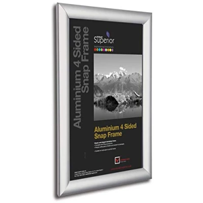 Image of SECO Stewart Superior 20&quot; x 30&quot; Aluminium 4 Sided 25mm Front Loading Picture/Poster Snap Frame Silver&quot;