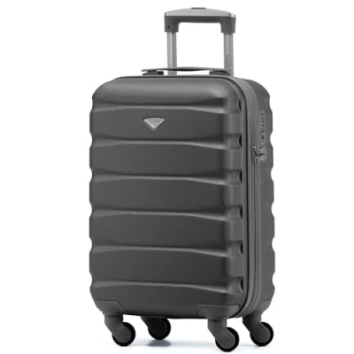 Image of Flight Knight Lightweight 4 Wheel ABS Hard Case Suitcases Cabin Carry On Hand Luggage Approved for Over 100 Airlines Including British Airways, easyJet, Jet2 &amp; Wizz 55x35x20cm TSA Lock