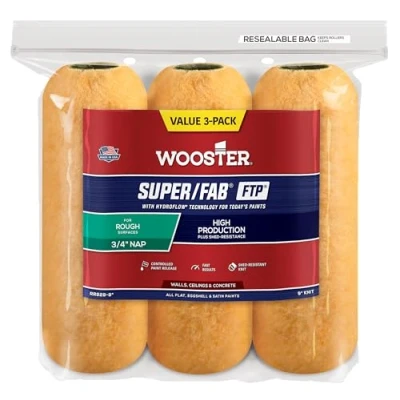 Image of The Wooster Brush Company RR929 9 Super Fab FTP Roller Cover 3/4 Inch Nap, 3 Pack