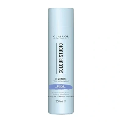 Image of Clairol Professional Colour Studio Step 3 Revitalise Purple Toning Shampoo For Blonde Coloured hair Neutralises Brassiness Non stop shine All types Vegan Daily Use 250ml