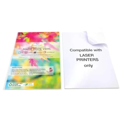 Image of 10 Sheets Quality White Waterproof A4 Vinyl Matt Sticky Self Adhesive Laser Printable