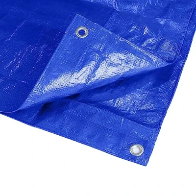 Image of KAV 6 x 9m (20x30 FT) Blue Waterproof Tarpaulin Tarpoline tarpaulins Tarp for Universal Covering Garden Furniture, Camping, Roof Caravan Building site Ground Sheet with Eyelets 120 GSM