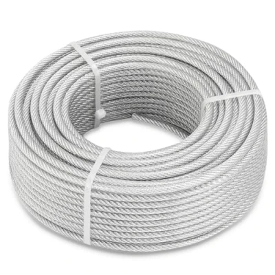 Image of hannger 60M Wire Rope, 5MM PVC Coated Steel Cable 7x7 Strand Core, Ideal Railing System for Stair Handrail Balusters Porch Fence Deck, String Light Hanging, Clothesline, Curtains, Shade Sail