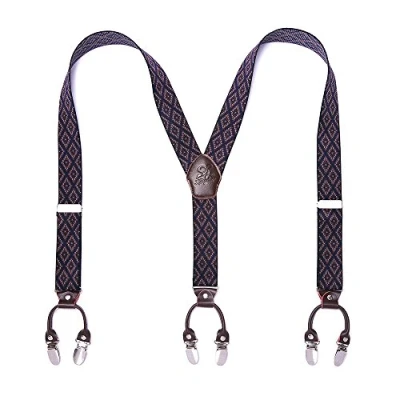 Image of KANGDAI Mens Braces Y Style One Size Adjustable Suspenders Trouser Salopette Strong Metal Clips