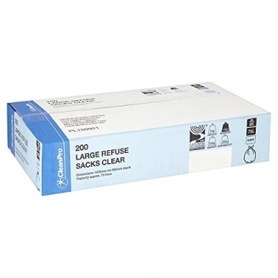 Image of CleanPro 200 Large Refuse Sacks Clear (Pack of 200s)