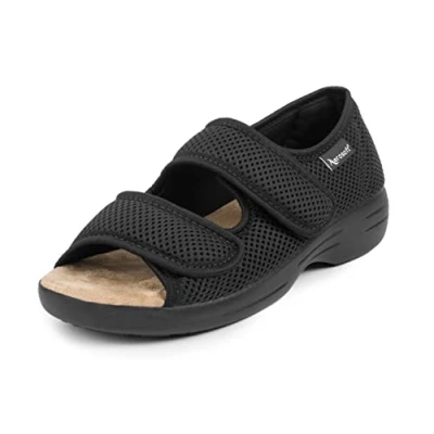 Image of Aerosoft rehab sandal Stretch 06, for men and women, pressure free, anti slip, swollen feet (black, uk_footwear_size_system, adult, numeric, medium, numeric_10)