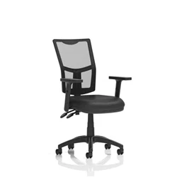 Image of Eclipse Plus II Operator Chair Mesh Back Black Leather Adjustable Arms
