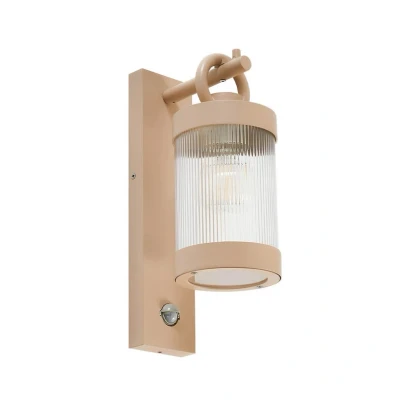 Image of Lindby outdoor wall light Yrene, 20 cm, beige, sensor