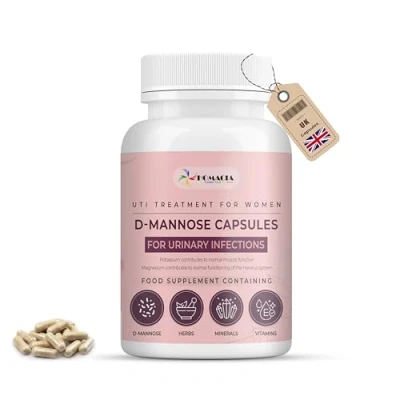 Image of d mannose Capsules Bladder Control &amp; Urinary Tract Infection Treatment Cystitis for Women UTI High Strength 2500 mg 60 UK Manufactured