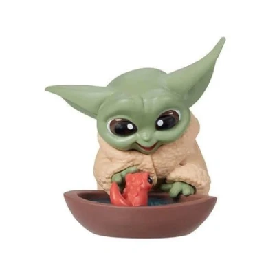Image of Star Wars: The Mandalorian Bounty Collection Grogu Toy Figure Playing with Toad