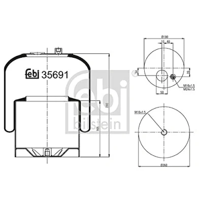 Image of 0029973130, 9423201321, 9423201421, 9423202221, 9423206821 Boot, air suspension FEBI BILSTEIN 35691 Rear Axle Left, Right