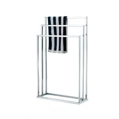 Image of NEW CHROME FREE STANDING 3 BAR TOWEL RAIL BATHROOM RACK HOLDER FLOOR STAND