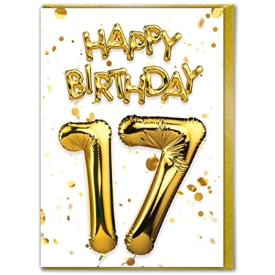 Image of Brainbox Candy 17th Birthday Card Age 17 Beautiful White Gold Foil Effect For Son Daughter Family Friend