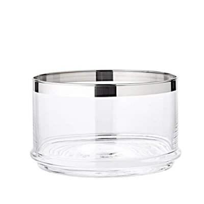 Image of Edzard Glass Bowl Serving Box Vigo, Mouth Blown Crystal with Platinum Rim, Diameter 19 cm, Height 12 cm