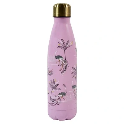 Image of Sara Miller Savannah Pink Stainless Steel Water Bottle, height 26.5cm with screw top lid, keeps drinks cold or hot