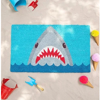 Image of Fun Shark Doormat Blue Undersea Design Bright Door Update Home Gift Non Slip Mat for Indoor Farmhouse Kitchen Rugs Patio Housewarming 50x80cm