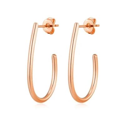 Image of Philip Jones Rose Gold Plated Oval Hoop Earrings